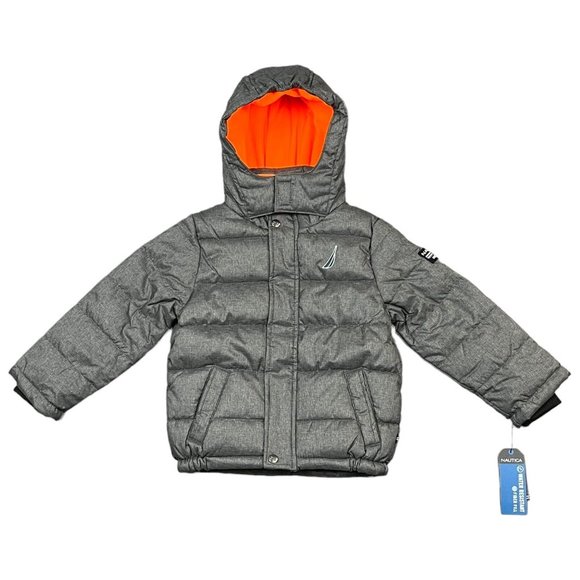 Nautica Little Boys Full Zip Hooded Jacket Size 4 Gray Water Resistant